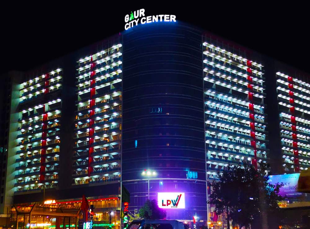 Gaur City Center Night Elevation Lighting